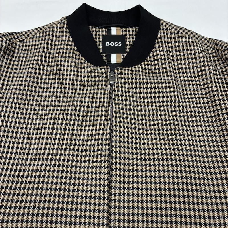 ヒューゴボス HUGO BOSS ジャケット、上着 ジャンパー、ブルゾン 千鳥格子 チェック ダブルジップ ブルゾン MA-1 ボンバー ジャケット ハンガー付き 52 メンズ USED 古着 中古 50169756
