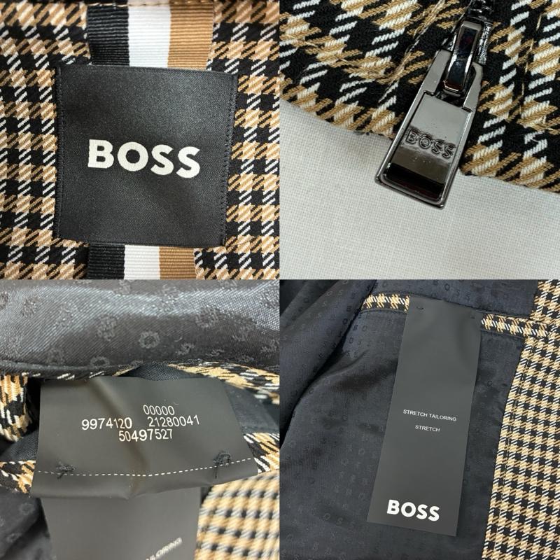 ヒューゴボス HUGO BOSS ジャケット、上着 ジャンパー、ブルゾン 千鳥格子 チェック ダブルジップ ブルゾン MA-1 ボンバー ジャケット ハンガー付き 52 メンズ USED 古着 中古 50169756