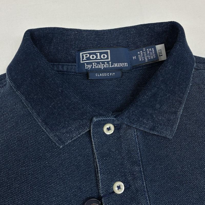 ポロバイラルフローレン Polo by RALPH LAUREN ポロシャツ 半袖 Polo Bear ポロベア インディゴ染め ウォッシュ加工 コットン メッシュ ポロシャツ M メンズ USED 古着 中古 50169761