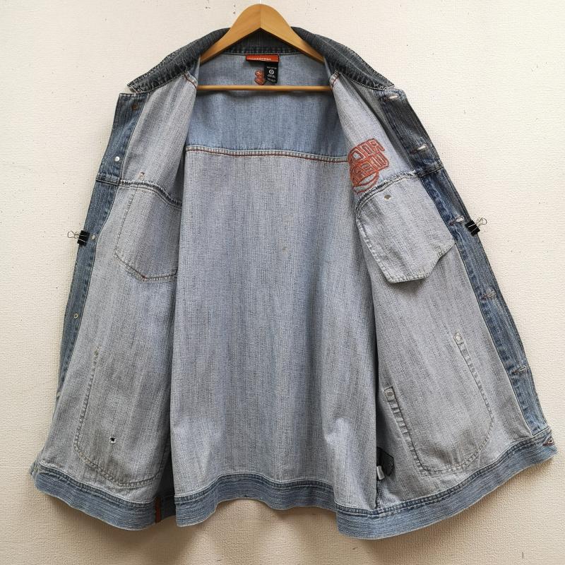 ロカウェア ROCAWEAR ジャケット、上着 ジャンパー、ブルゾン 切り替え エルボー パッチ 立体 ロゴ 刺繍 デニム ジャケット カバーオール - インディゴ / インディゴ / Indigo メンズ USED 古着 中古 50169764