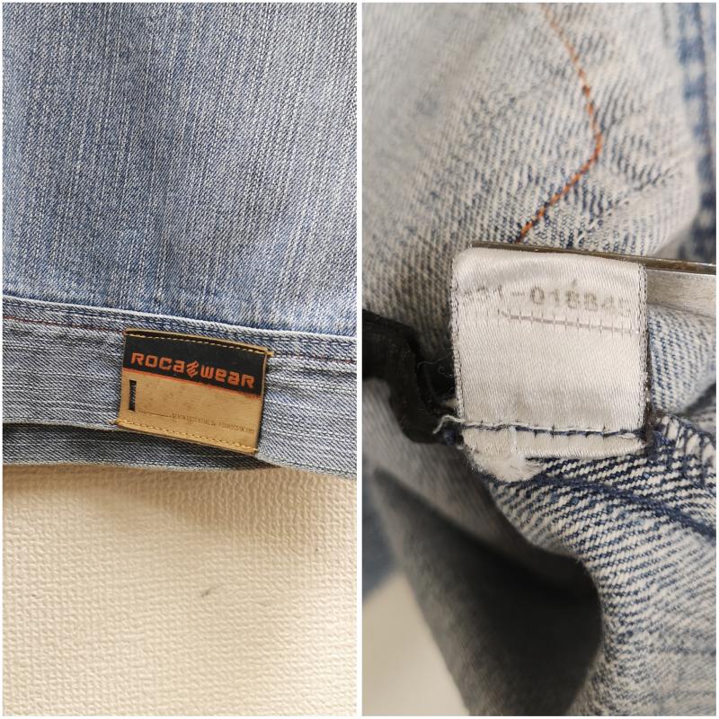 ロカウェア ROCAWEAR ジャケット、上着 ジャンパー、ブルゾン 切り替え エルボー パッチ 立体 ロゴ 刺繍 デニム ジャケット カバーオール - インディゴ / インディゴ / Indigo メンズ USED 古着 中古 50169764