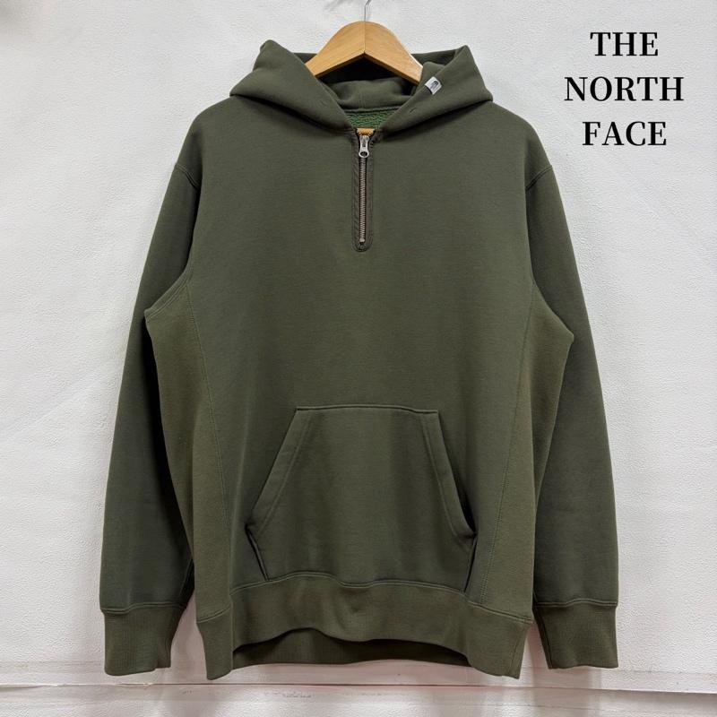ザノースフェイス THE NORTH FACE パーカー 長袖 ハーフジップ パーカー フーディ 日本製 ロゴ プリント 裏起毛 スウェット NT12010R M ロゴ、文字 カーキ / カーキ / khaki X オリーブグリーン / オリーブグリーン / メンズ USED 古着 中古 50169769