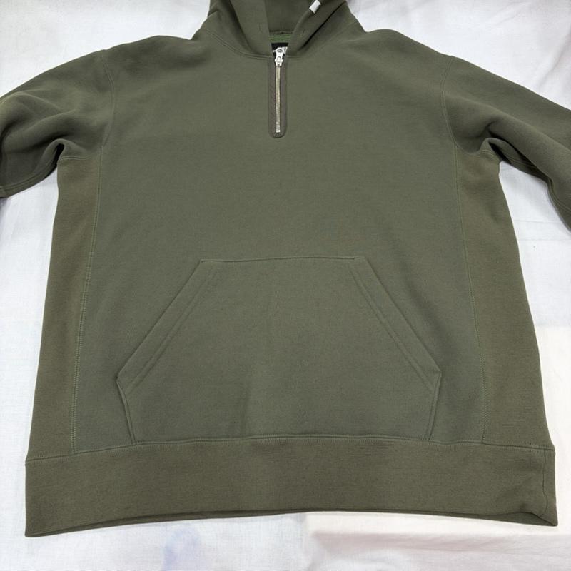 ザノースフェイス THE NORTH FACE パーカー 長袖 ハーフジップ パーカー フーディ 日本製 ロゴ プリント 裏起毛 スウェット NT12010R M ロゴ、文字 カーキ / カーキ / khaki X オリーブグリーン / オリーブグリーン / メンズ USED 古着 中古 50169769