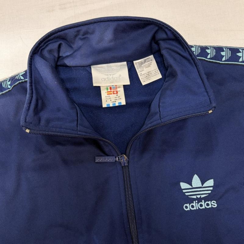 アディダス adidas ジャケット、上着 ジャンパー、ブルゾン 90s OLD オールド トラックジャケット ロゴ 刺繍 ヴィンテージ 万国旗タグ トレフォイル ジャージ M ロゴ、文字 X 刺繍 紺 / ネイビー / navy X 水色 / ライトブルー / メンズ USED 古着 中古 50169775