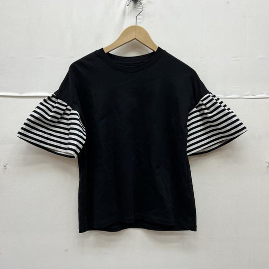 ボーダーズ アット バルコニー BORDERS at BALCONY Tシャツ 半袖 ボーダー柄 フレアスリーブ Tシャツ BD2511B-2C-45 38 黒 / ブラック / black レディース USED 古着 中古 50169778