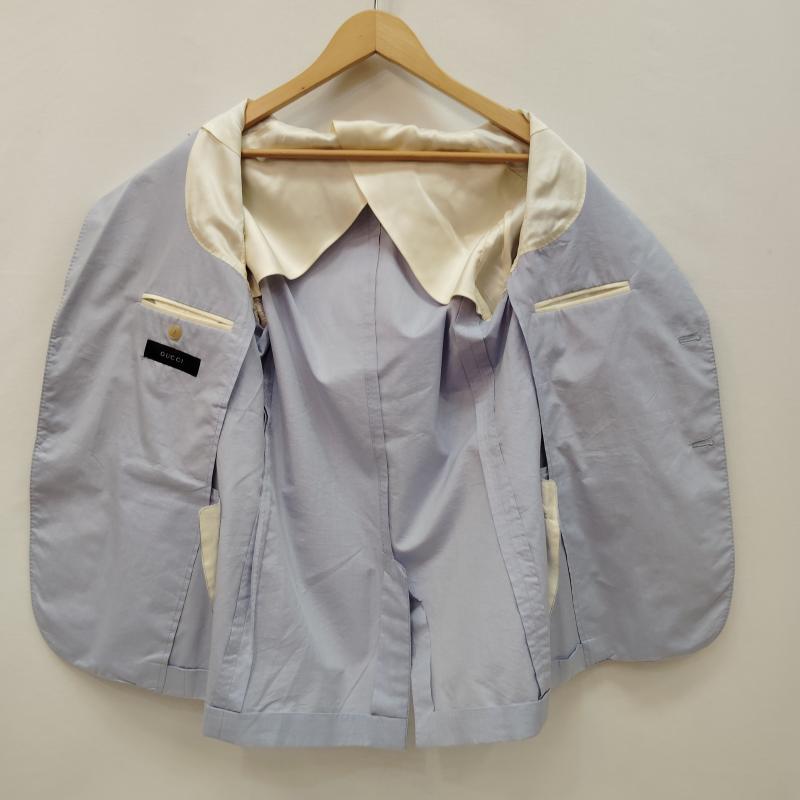 グッチ GUCCI ジャケット、上着 ジャケット、ブレザー テーラード ジャケット シングル ブレザー コットン系 シルク混 46 水色 / ライトブルー / メンズ USED 古着 中古 50169779