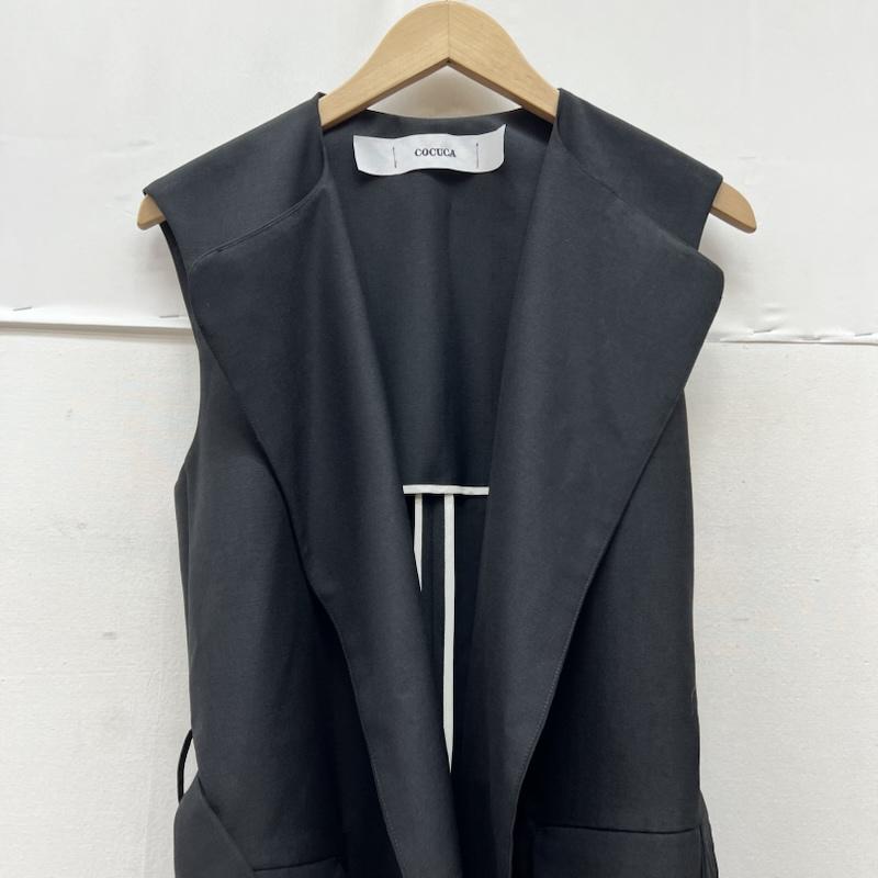 古着 USED ベスト ベスト COCUCA コキュカ ロング ジレ ベスト モヘヤ混 黒 / ブラック / black レディース USED 古着 中古 50169780