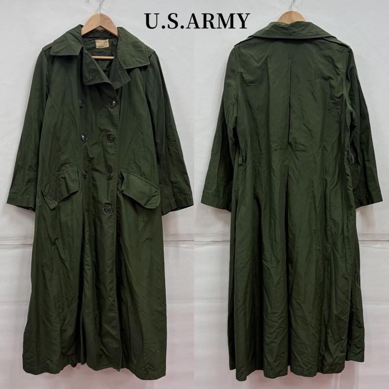 ヴィンテージ VINTAGE コート コート一般 50s ミリタリー ダブルブレスト ロング レインコート 米軍 16REGULAR レギュラー Aライン - 無地 カーキ / カーキ / khaki X オリーブグリーン / オリーブグリーン / レディース USED 古着 中古 50169781