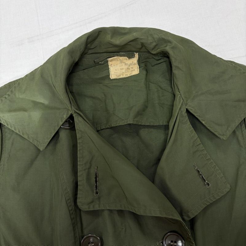 ヴィンテージ VINTAGE コート コート一般 50s ミリタリー ダブルブレスト ロング レインコート 米軍 16REGULAR レギュラー Aライン - 無地 カーキ / カーキ / khaki X オリーブグリーン / オリーブグリーン / レディース USED 古着 中古 50169781
