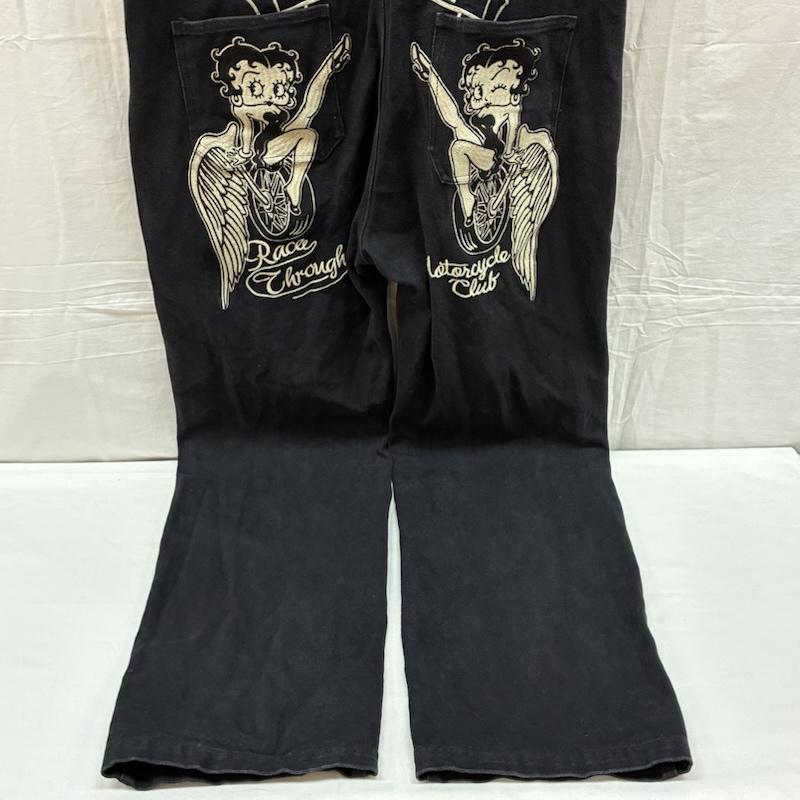 古着 USED サロペット・オーバーオール サロペット、オーバーオール THE BRAVEMAN ブレイブマン BETTY BOOP ベティ ブープ ブラック デニム オーバーオール - メンズ USED 古着 中古 50169790