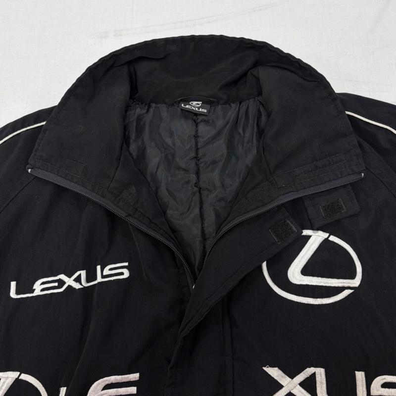 古着 USED ジャケット、上着 ジャンパー、ブルゾン LEXUS レクサス ロゴ 刺繍 エンブレム レーシングジャケット ブルゾン L ロゴ、文字 X 刺繍 黒 / ブラック / black X 白 / ホワイト / white メンズ USED 古着 中古 50169791