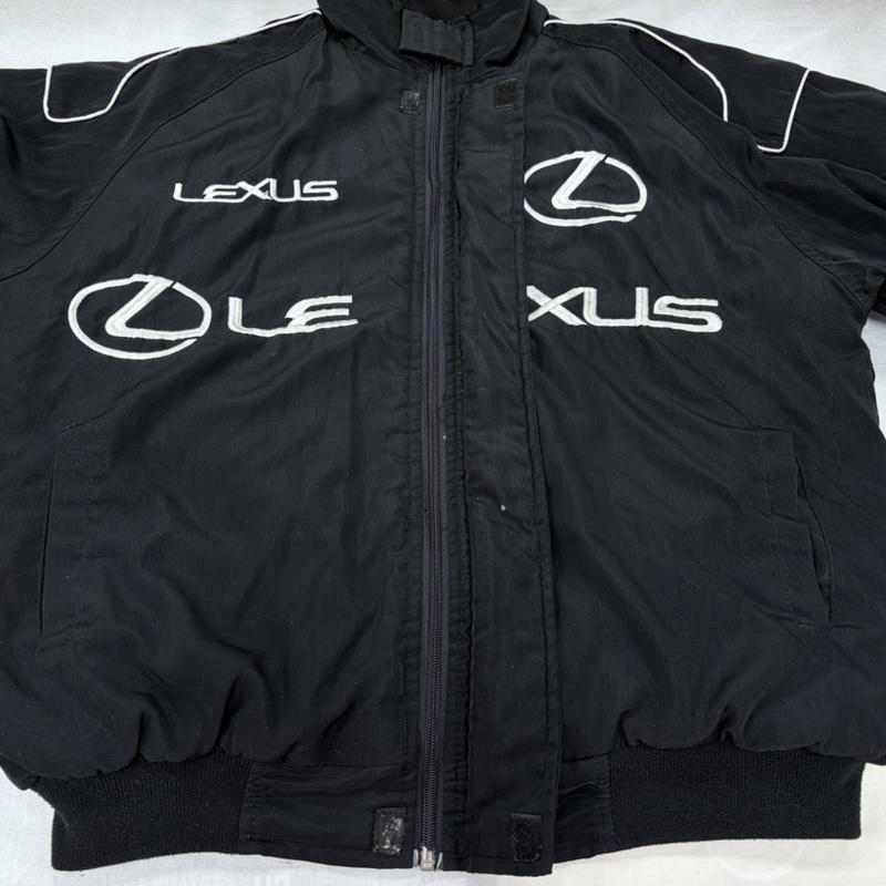 古着 USED ジャケット、上着 ジャンパー、ブルゾン LEXUS レクサス ロゴ 刺繍 エンブレム レーシングジャケット ブルゾン L ロゴ、文字 X 刺繍 黒 / ブラック / black X 白 / ホワイト / white メンズ USED 古着 中古 50169791