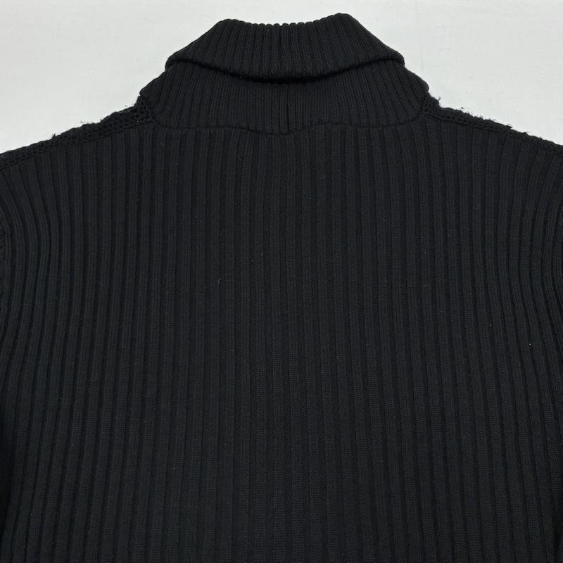 アニエス・ベー agnes b. カーディガン 長袖 HOMME ショールカラー リブ ニット ピッグスキン レザー 切替 カーディガン オールド アーカイブ 3 メンズ USED 古着 中古 50169797