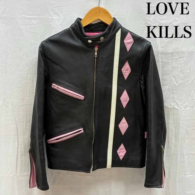 古着 USED ジャケット、上着 レザージャケット LOVE KILLS ラブキルズ ダイヤ カットワーク シングル ライダース レザー ジャケット パンク ロカビリー THE MODS 森山達也 S メンズ USED 古着 中古 50169798