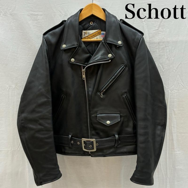 ショット schott ジャケット、上着 レザージャケット 80s 90s USA製 618 バイカータグ 後期 ステアハイド ダブル ライダース レザー ジャケット ヴィンテージ 38 メンズ USED 古着 中古 50169800