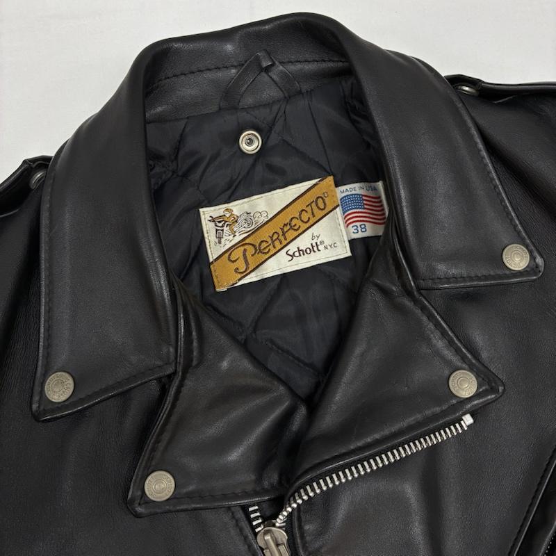 ショット schott ジャケット、上着 レザージャケット 80s 90s USA製 618 バイカータグ 後期 ステアハイド ダブル ライダース レザー ジャケット ヴィンテージ 38 メンズ USED 古着 中古 50169800