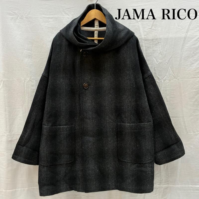 ジャマ リコ JAMA RICO コート コート一般 アルパカ 混 ウール シャドー チェック フーデッド コート 2 メンズ USED 古着 中古 50169801