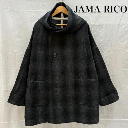 ジャマ リコ JAMA RICO コート コート一般 アルパカ 混 ウール シャドー チェック フーデッド コート 2 メンズ USED 古着 中古 50169801