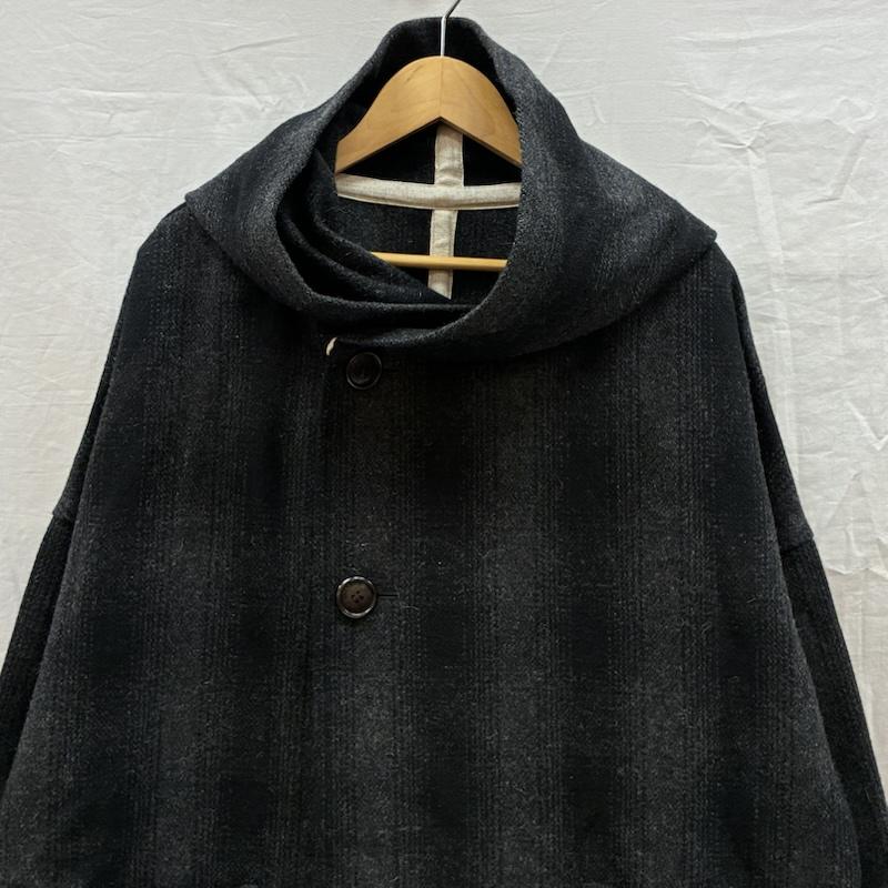 ジャマ リコ JAMA RICO コート コート一般 アルパカ 混 ウール シャドー チェック フーデッド コート 2 メンズ USED 古着 中古 50169801