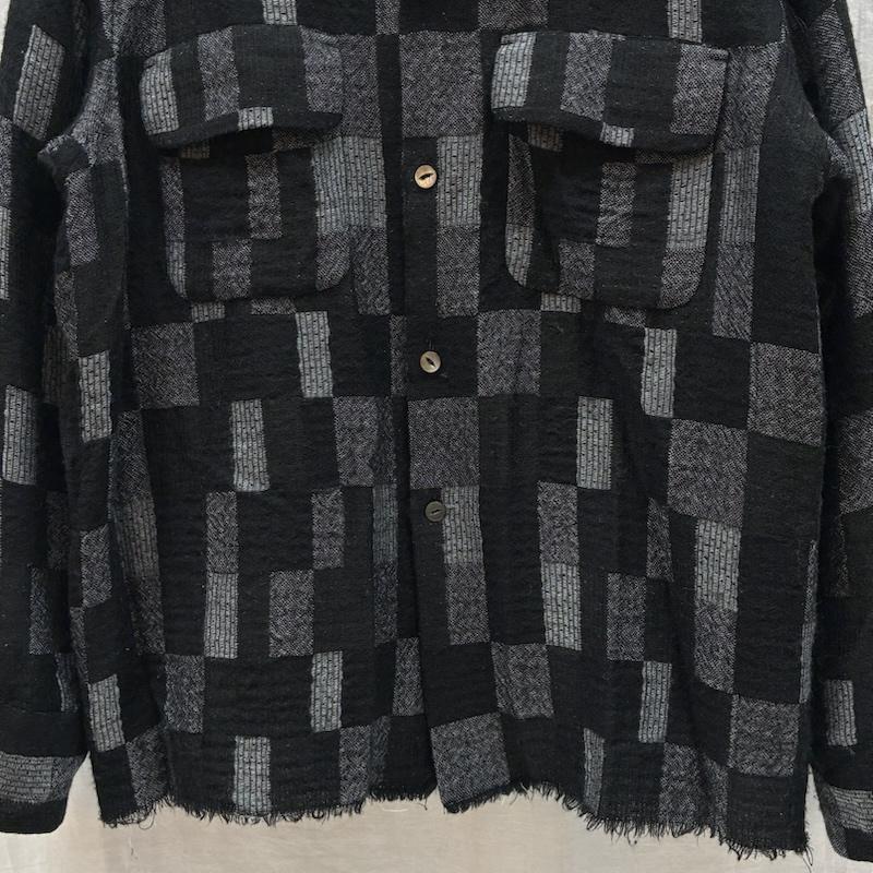 ニードルス Needles シャツ、ブラウス 長袖 C.O.B. Classic Shirt Patchwork Jq ワンナップカラー ジャカード パッチワーク カットオフ シャツ HM085 S メンズ USED 古着 中古 50169802