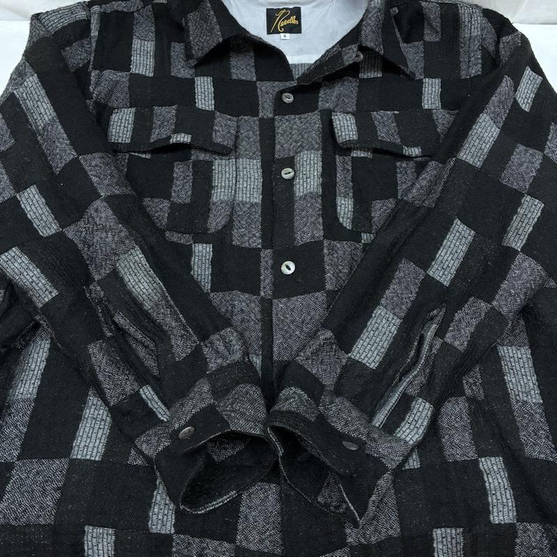 ニードルス Needles シャツ、ブラウス 長袖 C.O.B. Classic Shirt Patchwork Jq ワンナップカラー ジャカード パッチワーク カットオフ シャツ HM085 S メンズ USED 古着 中古 50169802