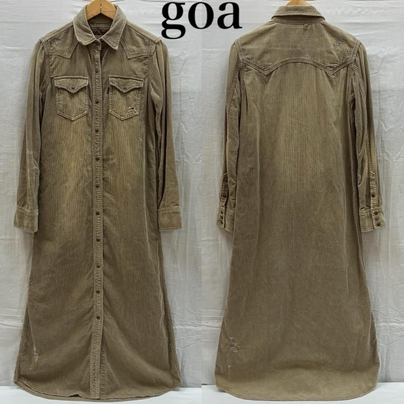 ゴア goa シャツ、ブラウス 長袖 ダメージ ヴィンテージ 加工 コーデュロイ ロング ウエスタン シャツ ワンピース グランジ Y2K FREE レディース USED 古着 中古 50169803