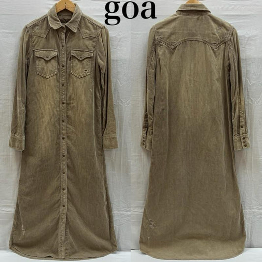 ゴア goa シャツ、ブラウス 長袖 ダメージ ヴィンテージ 加工 コーデュロイ ロング ウエスタン シャツ ワンピース グランジ Y2K FREE レディース USED 古着 中古 50169803