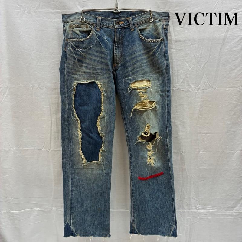 ヴィクティム VICTIM パンツ デニム、ジーンズ ダメージ クラッシュ ヴィンテージ 加工 デニムパンツ VTM-05-P-231 L メンズ USED 古着 中古 50169805