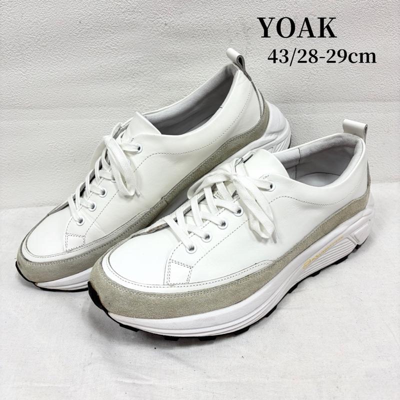 ヨーク YOAK スニーカー スニーカー LORRY ローリー レザー スニーカー 厚底 ローカット vibram ビブラム ソール スウェード 43サイズ 28.0cm ワンポイント X ロゴ、文字 白 / ホワイト / white メンズ USED 古着 中古 50169811