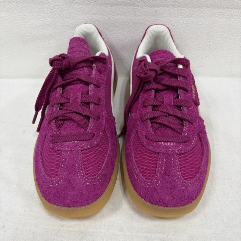 プーマ PUMA スニーカー スニーカー PALERMO VINTAGE パレルモ ヴィンテージ ガムソール スウェード ローカット スニーカー 24.0cm ロゴ、文字 桃 / ピンク / pink X 白 / ホワイト / white X ベージュ / ベージュ / beige レディース USED 古着 中古 50169812