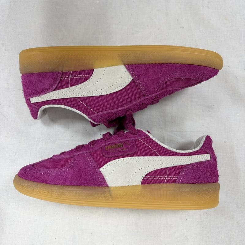 プーマ PUMA スニーカー スニーカー PALERMO VINTAGE パレルモ ヴィンテージ ガムソール スウェード ローカット スニーカー 24.0cm ロゴ、文字 桃 / ピンク / pink X 白 / ホワイト / white X ベージュ / ベージュ / beige レディース USED 古着 中古 50169812
