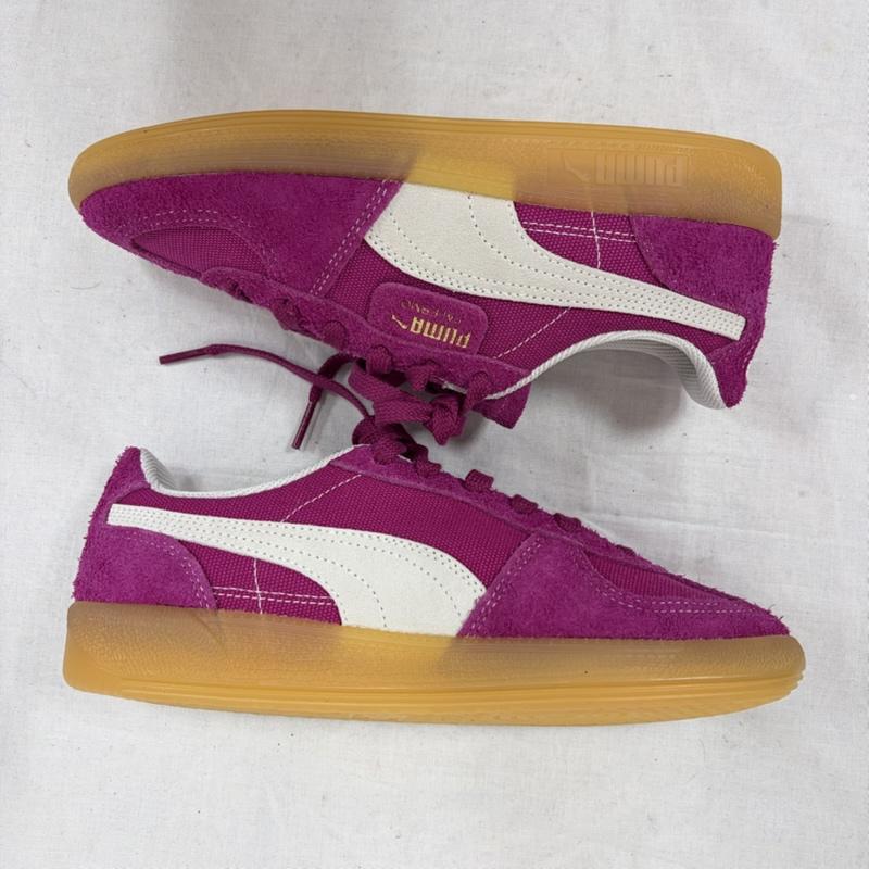 プーマ PUMA スニーカー スニーカー PALERMO VINTAGE パレルモ ヴィンテージ ガムソール スウェード ローカット スニーカー 24.0cm ロゴ、文字 桃 / ピンク / pink X 白 / ホワイト / white X ベージュ / ベージュ / beige レディース USED 古着 中古 50169812
