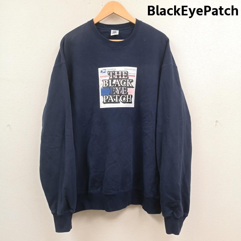 ブラックアイパッチ BlackEyePatch トレーナー 長袖 Label 郵便物 US MAIL センター ロゴ クルーネック スウェット トレーナー XL 紺 / ネイビー / navy メンズ USED 古着 中古 50169822