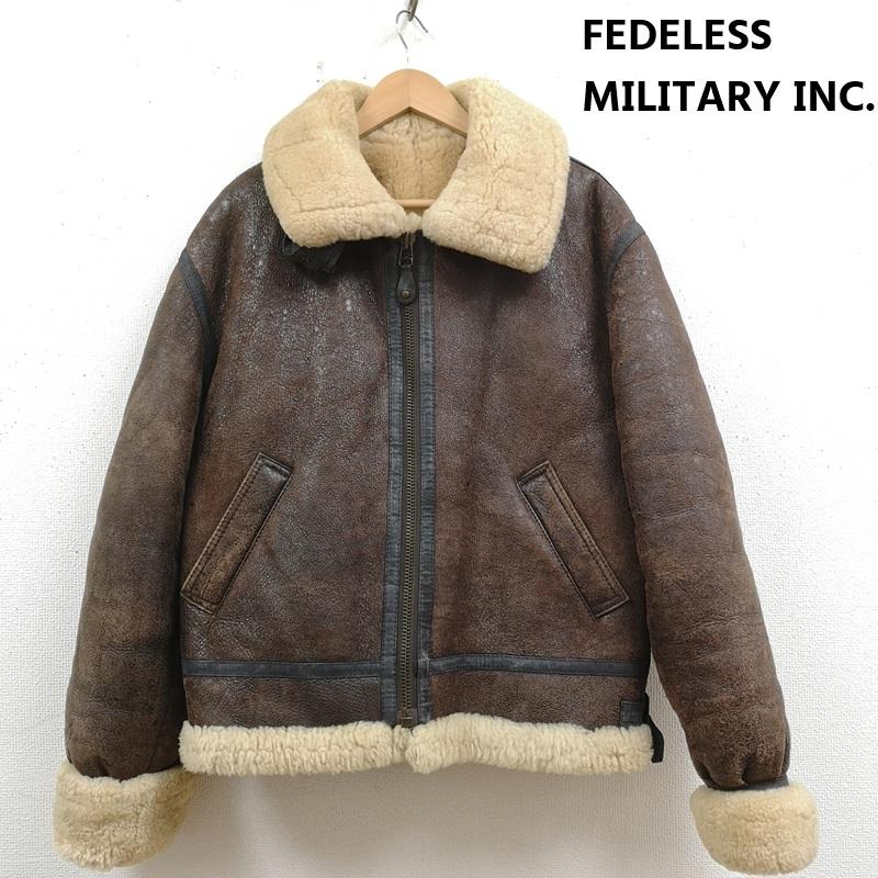 古着 USED ジャケット、上着 フライトジャケット FEDELESS MILITARY INC. TYPE B-3 シープスキン 羊革 フライト ジャケット XL 茶 / ブラウン / brown X ベージュ / ベージュ / beige メンズ USED 古着 中古 50169823