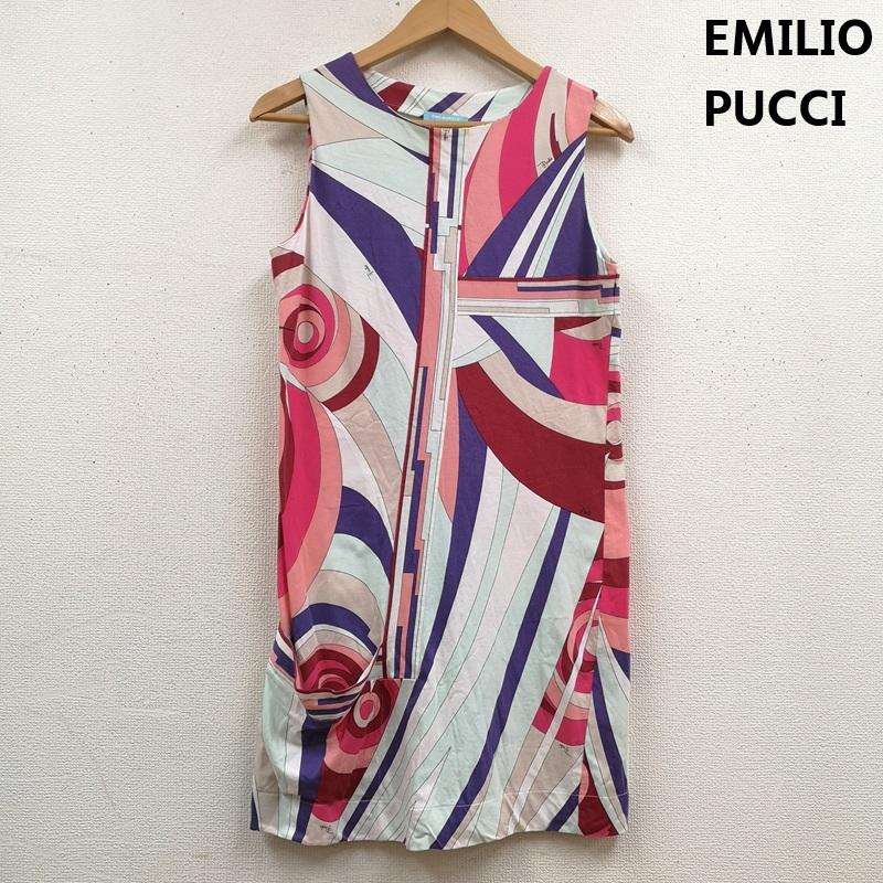 エミリオプッチ EMILIO PUCCI ワンピース ひざ丈スカート イタリア製 幾何学模様 プッチ柄 ノースリーブ ワンピース 96WG20 38 マルチカラー / マルチカラー / multicolor レディース USED 古着 中古 50169824