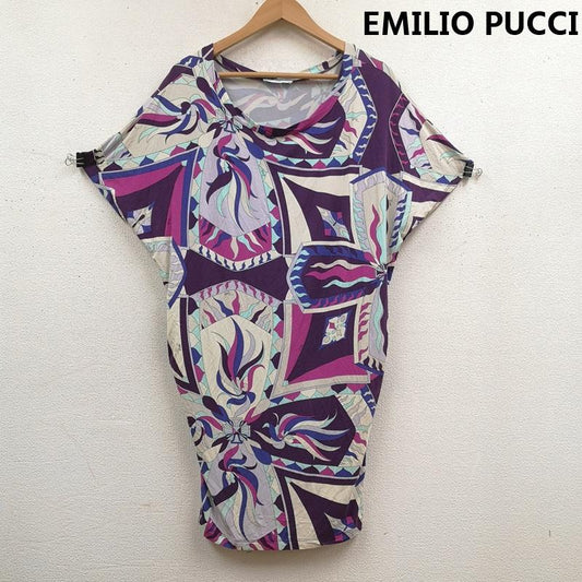 エミリオプッチ EMILIO PUCCI チュニック 半袖 イタリア製 幾何学模様 プッチ柄 ドルマンスリーブ チュニック ワンピース 06WG14 38 マルチカラー / マルチカラー / multicolor レディース USED 古着 中古 50169826