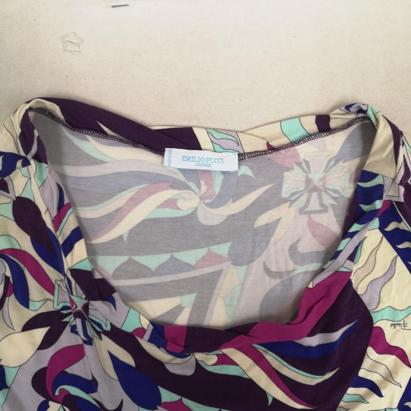 エミリオプッチ EMILIO PUCCI チュニック 半袖 イタリア製 幾何学模様 プッチ柄 ドルマンスリーブ チュニック ワンピース 06WG14 38 マルチカラー / マルチカラー / multicolor レディース USED 古着 中古 50169826