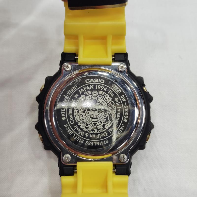 ジーショック G-SHOCK 腕時計 デジタル 稼働品 1994年 90s 第4回 イルカクジラ DW-6100DW-9 初代 イルクジ 腕時計 - 黒 / ブラック / black X 黄 / イエロー / yellow メンズ USED 古着 中古 50169828
