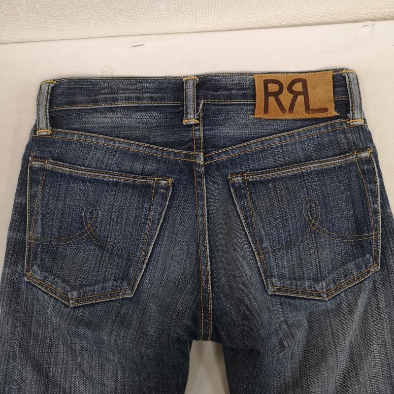 ダブルアールエル RRL パンツ デニム、ジーンズ USA製 BOY FIT 日本製 赤耳 セルビッジ ストレート デニム パンツ ジーンズ - インディゴ / インディゴ / Indigo レディース USED 古着 中古 50169846