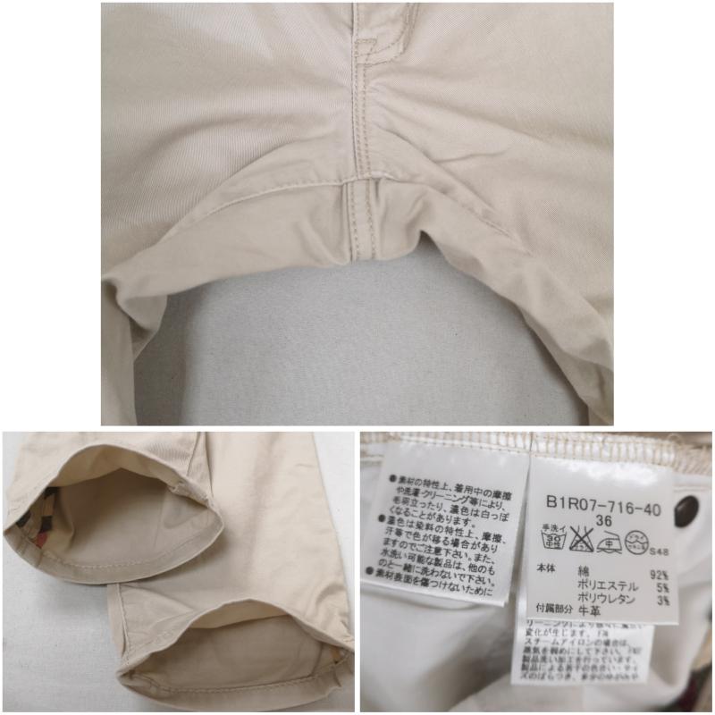 バーバリーロンドン Burberry London パンツ チノパン ノバチェック ストレート コットン ストレッチ パンツ B1R07-716-40 36インチ ベージュ / ベージュ / beige レディース USED 古着 中古 50169848