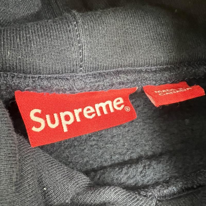 シュプリーム Supreme パーカー 長袖 14AW Banner Pullove ロゴ スウェット フーディ M 紺 / ネイビー / navy メンズ USED 古着 中古 50169874