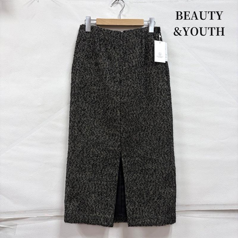 ビューティアンドユース BEAUTY&YOUTH スカート ロングスカート ツイード タイト スカート フロントスリット ユナイテッドアローズ S 黒 / ブラック / black X 灰 / グレー / gray レディース USED 古着 中古 50169877