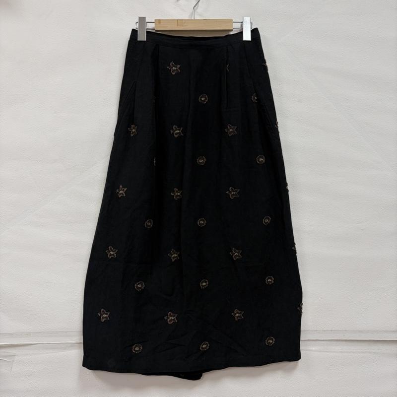 ワイズ Y s スカート ロングスカート リネン レーヨン フラワー 刺繍 ロング スカート サイドポケット Yohji Yamamoto ヨウジヤマモト 日本製 - 花柄 黒 / ブラック / black X 茶 / ブラウン / brown レディース USED 古着 中古 50169880