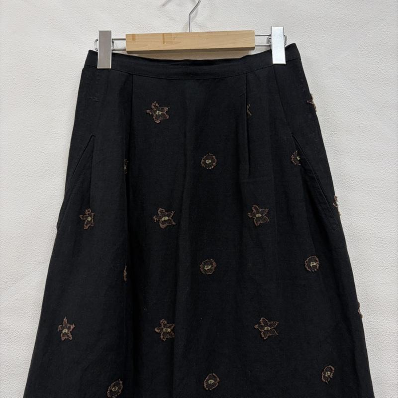 ワイズ Y s スカート ロングスカート リネン レーヨン フラワー 刺繍 ロング スカート サイドポケット Yohji Yamamoto ヨウジヤマモト 日本製 - 花柄 黒 / ブラック / black X 茶 / ブラウン / brown レディース USED 古着 中古 50169880