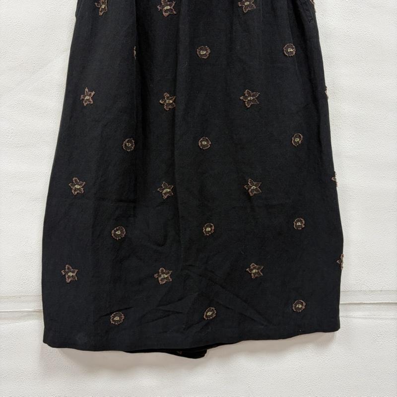 ワイズ Y s スカート ロングスカート リネン レーヨン フラワー 刺繍 ロング スカート サイドポケット Yohji Yamamoto ヨウジヤマモト 日本製 - 花柄 黒 / ブラック / black X 茶 / ブラウン / brown レディース USED 古着 中古 50169880
