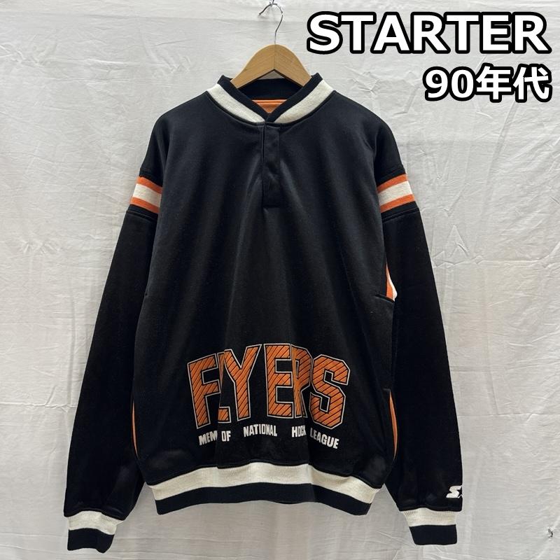 スターター STARTER トレーナー 長袖 90年代 ビンテージ FLYERS ロゴ ホッケー シャツ ヘンリーネック 90s VINTAGE L 黒 / ブラック / black メンズ USED 古着 中古 50169889