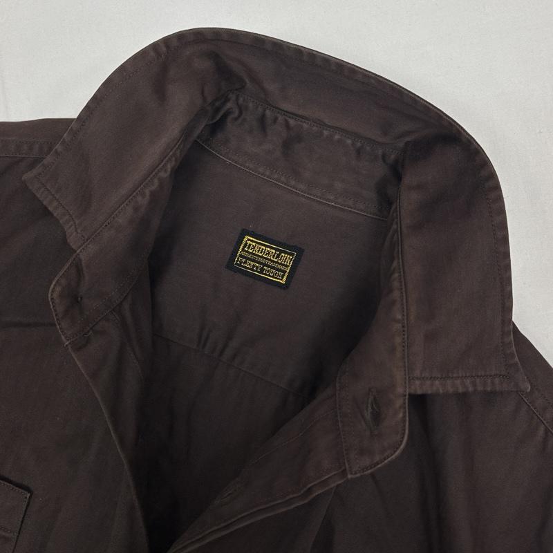 テンダーロイン TENDERLOIN シャツ、ブラウス 長袖 ヘリンボーン ワーク シャツ 長袖 猫目ボタン S 茶 / ブラウン / brown メンズ USED 古着 中古 50169906