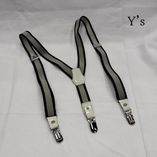 ワイズ Y s ファッション小物 サスペンダー ゴム式 ロゴエンボス サスペンダー - 白 / ホワイト / white X 黒 / ブラック / black メンズ USED 古着 中古 50169920