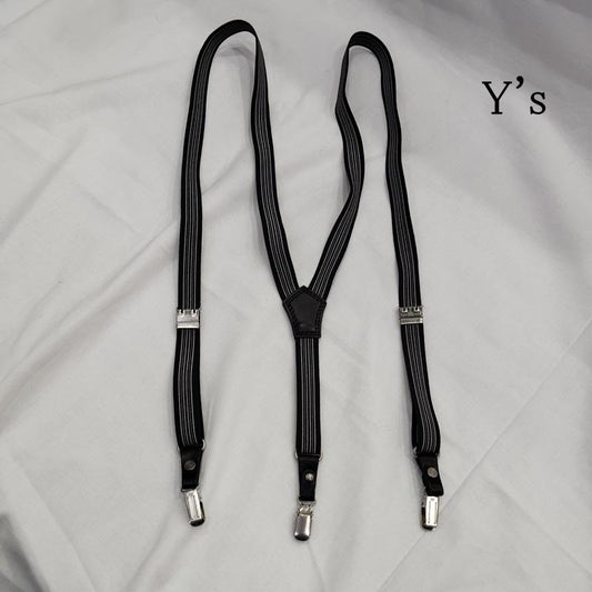 ワイズ Y s ファッション小物 サスペンダー ゴム式 ロゴエンボス サスペンダー - 白 / ホワイト / white X 黒 / ブラック / black メンズ USED 古着 中古 50169921