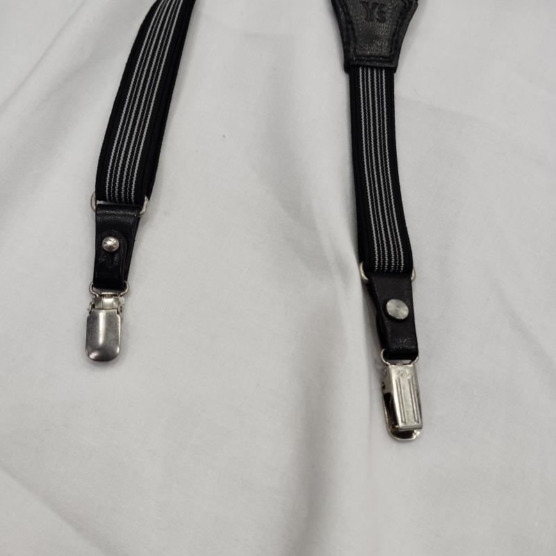 ワイズ Y s ファッション小物 サスペンダー ゴム式 ロゴエンボス サスペンダー - 白 / ホワイト / white X 黒 / ブラック / black メンズ USED 古着 中古 50169921